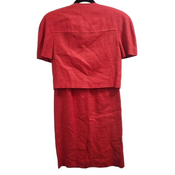 VINTAGE 80s CAROLINA HERRERA Designer suit Linen Size 6 - Picture 8 of 16